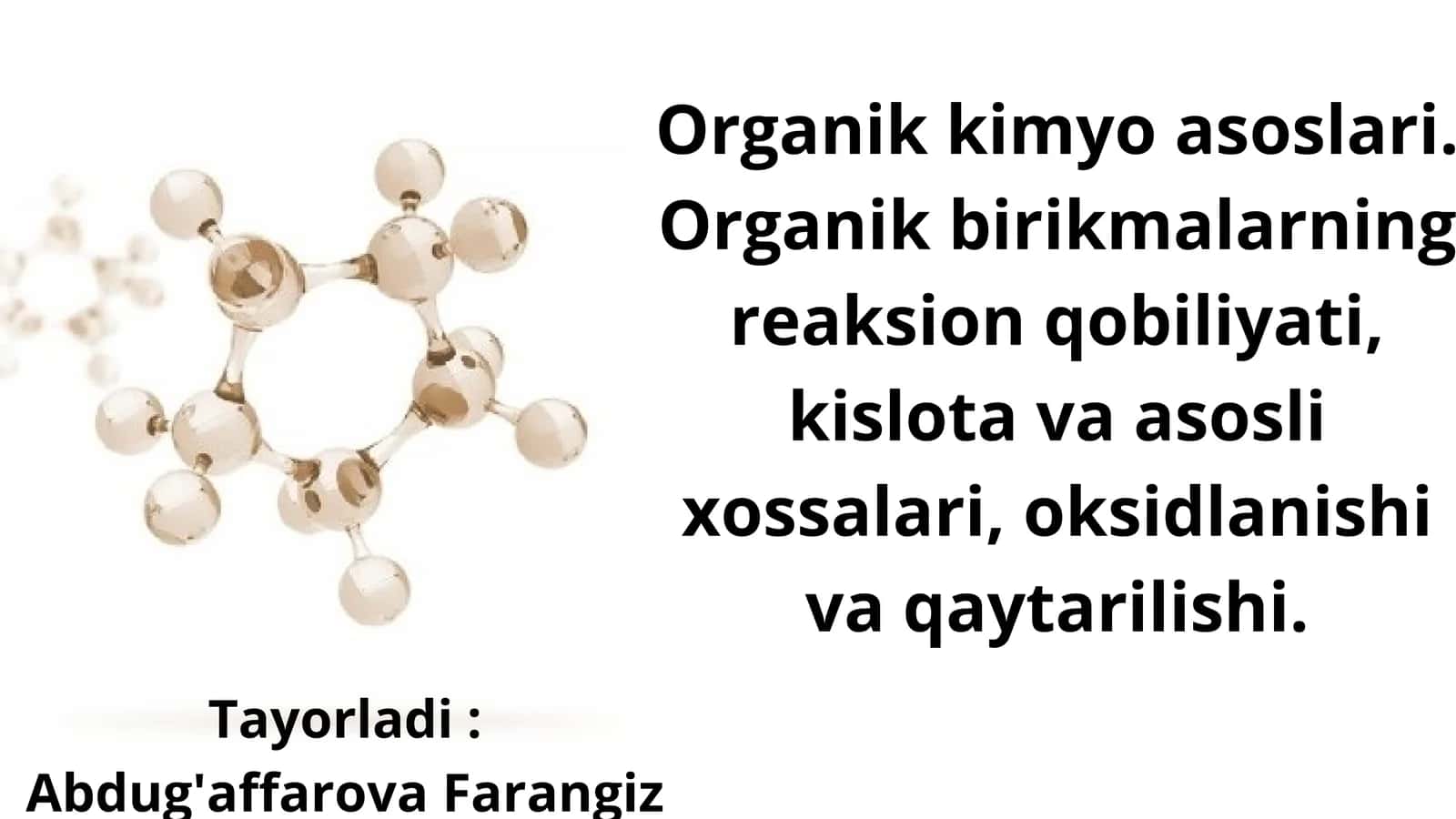 Organik kimyo asoslari 1
