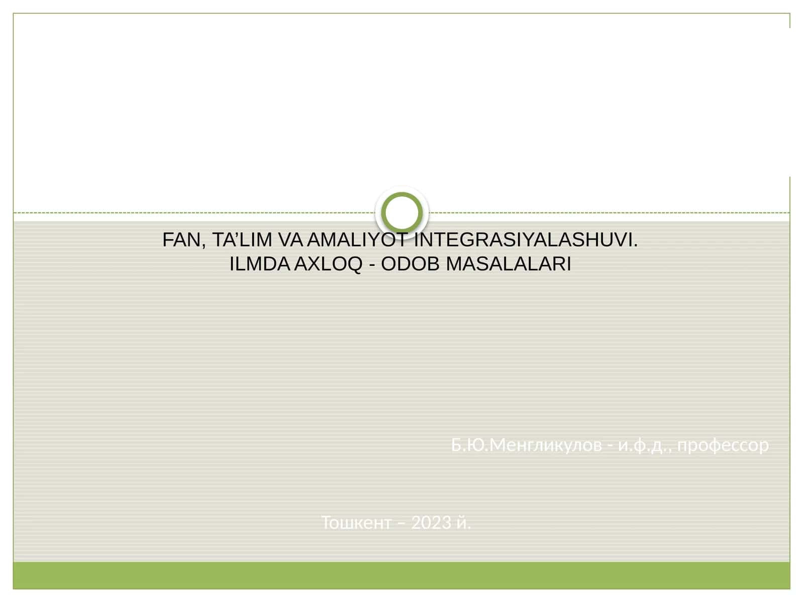 ILMDA AXLOQ - ODOB MASALALARI 1
