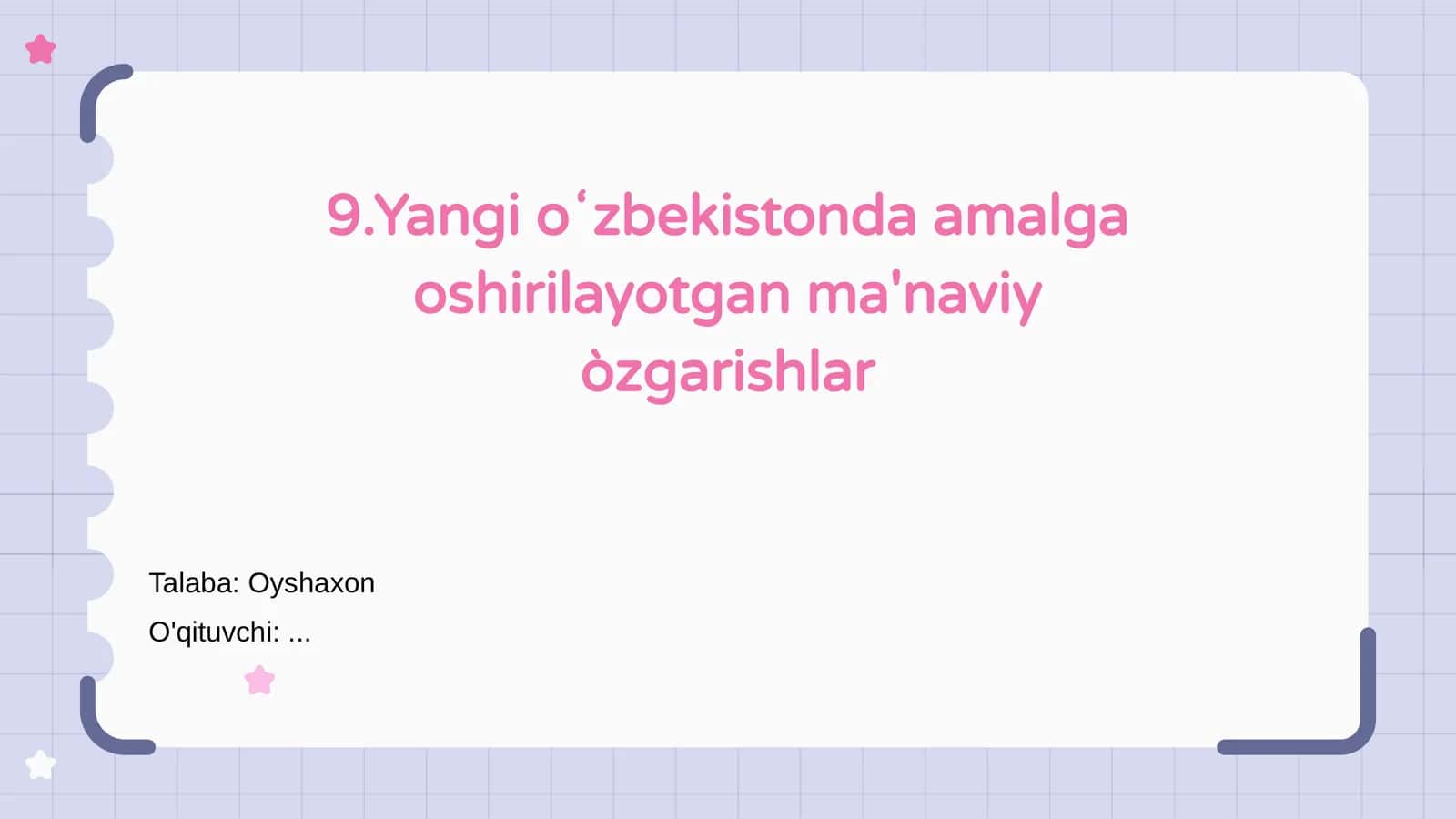 Yangi O'zbekiston: Ma'naviy islohotlar bosqichi 1