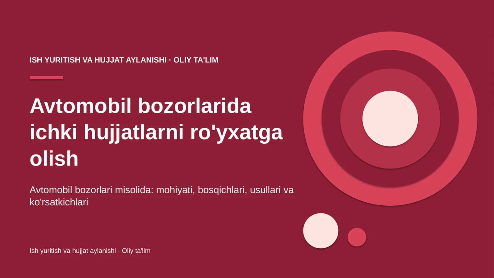 Avtomobil bozorlarida ichki hujjatlarni ro'yxatga olish 1