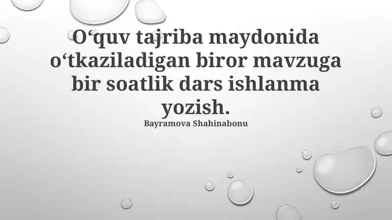 Biror Mavzu uchun Bir soatlik Dars Ishlanma 1
