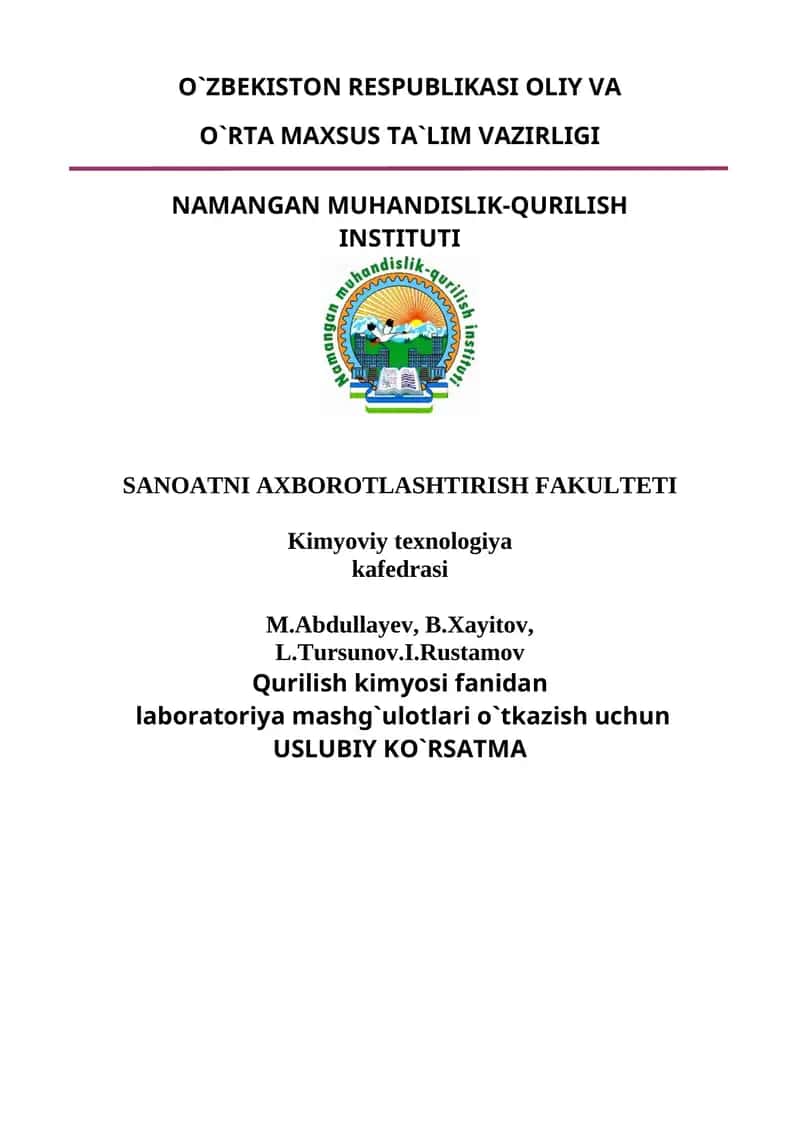 Laboratoriya ishlari talablar uchun 1