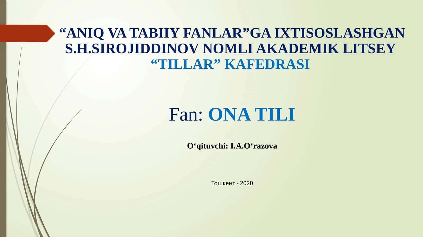 Ayni va Tabiiy Fanlar 1