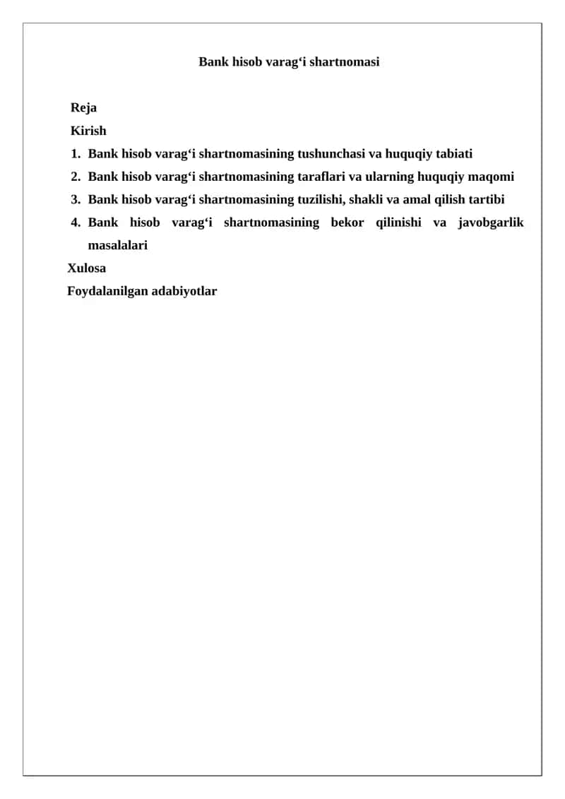 Bank hisob varag‘i shartnomasi 1