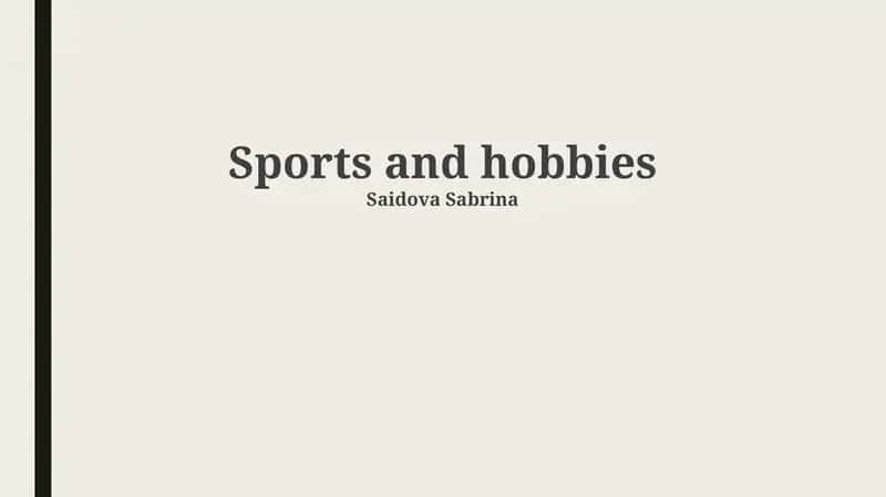 Sports and hobbies 1