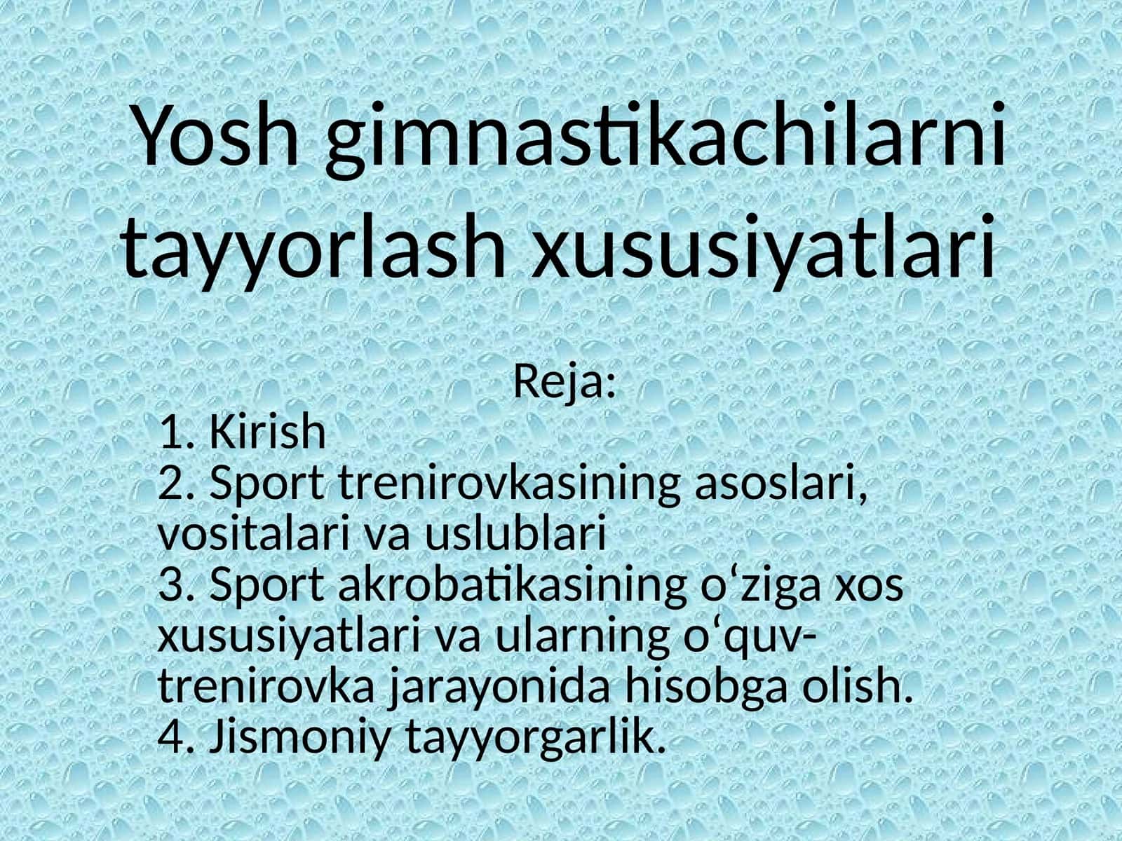 Yosh gimnastikachilarni tayyorlash xususiyatlari 1