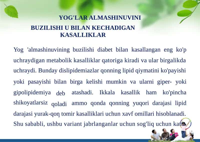 Yog'lar Almashinuvi va Diabet 1
