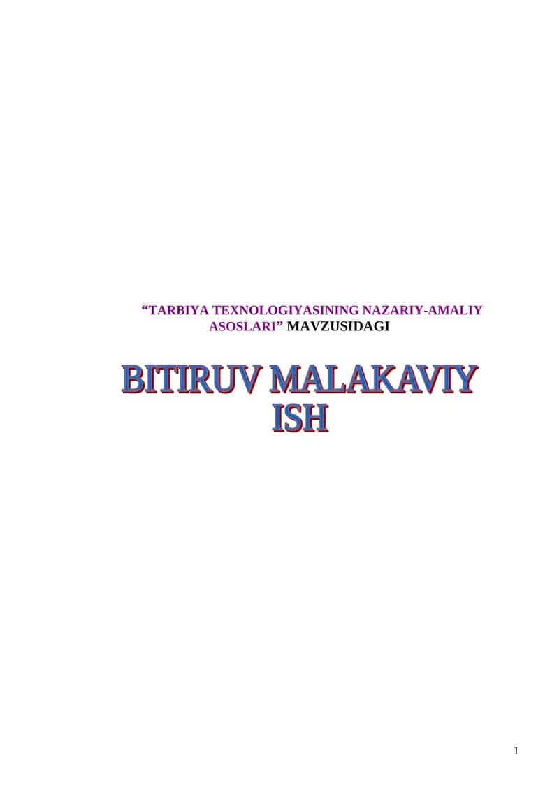 TARBIYA TEXNOLOGIYASINING NAZARIY-AMALIY ASOSLARI 1