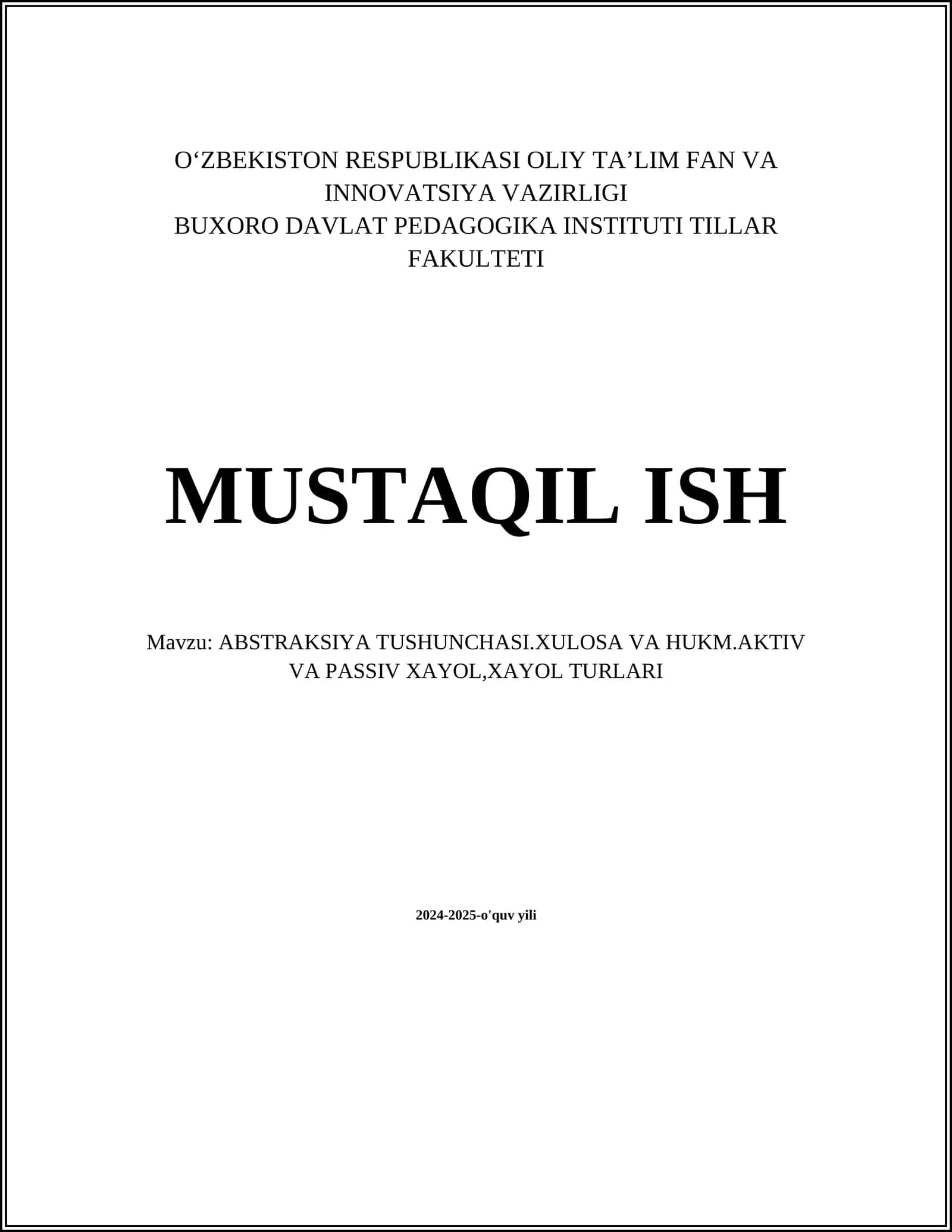ABSTRAKSIYA TUSHUNCHASI 1