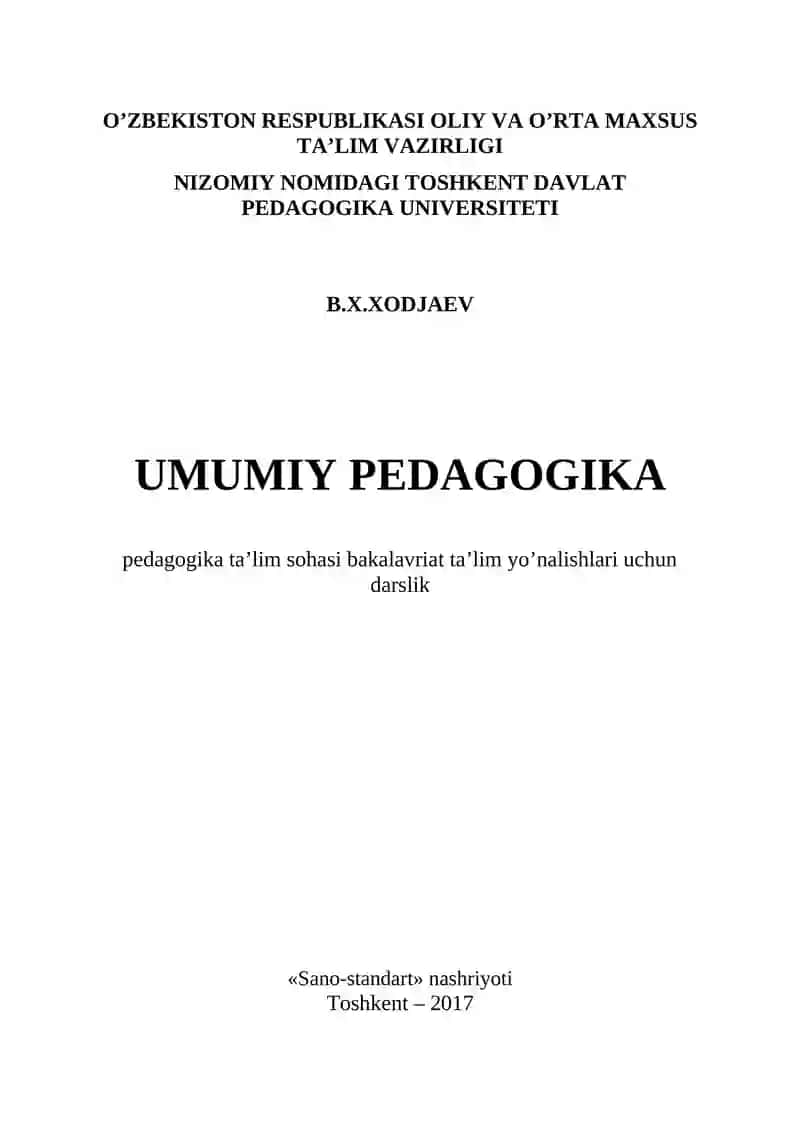 Umumiy pedagogika Darslik