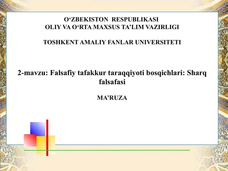 Sharq falsafasi 1