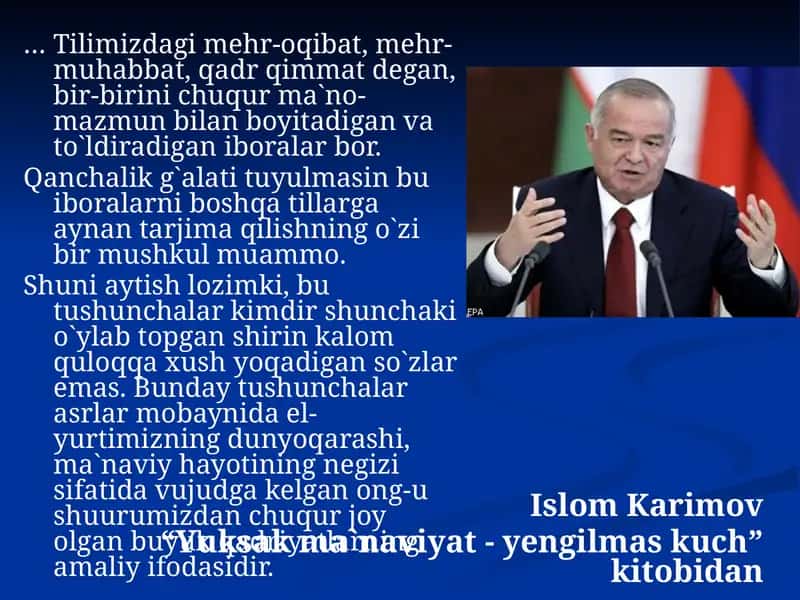 “Yuksak ma`naviyat - yengilmas kuch” kitobi 1