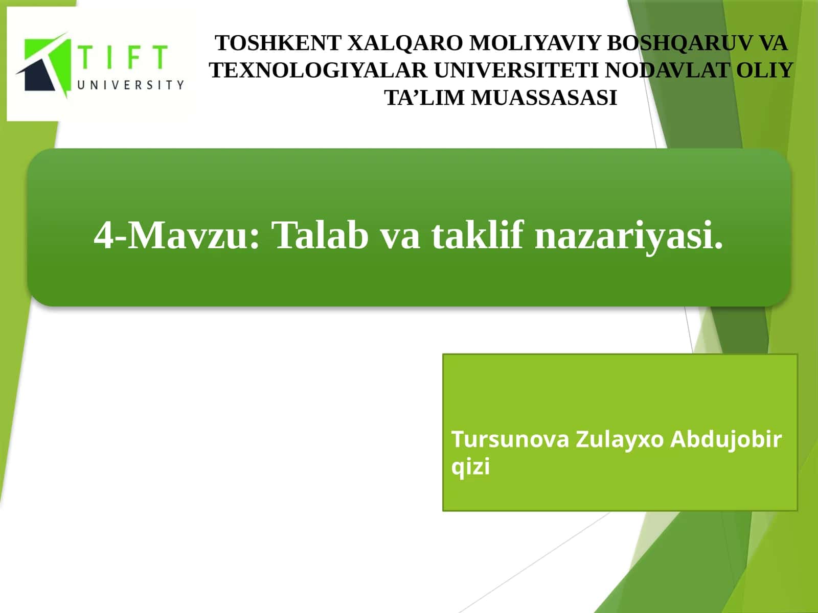 Talab va taklif nazariyasi 1