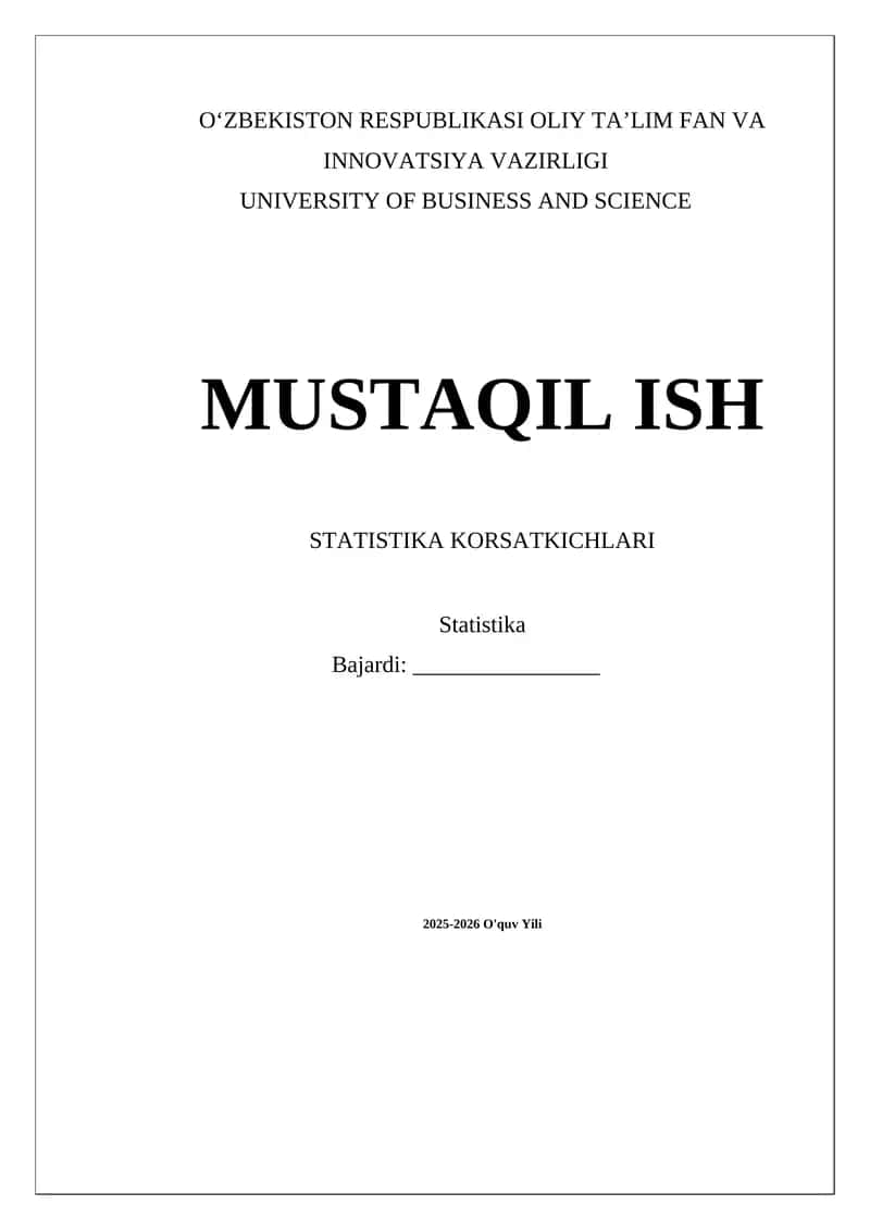 Statistika Korsatkichlari 1