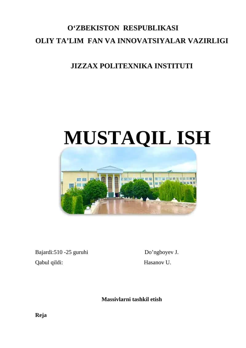 Massivlarni tashkil etish 1
