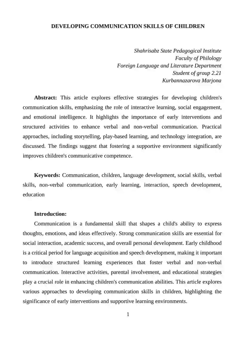 Developing Communication Skills of Children