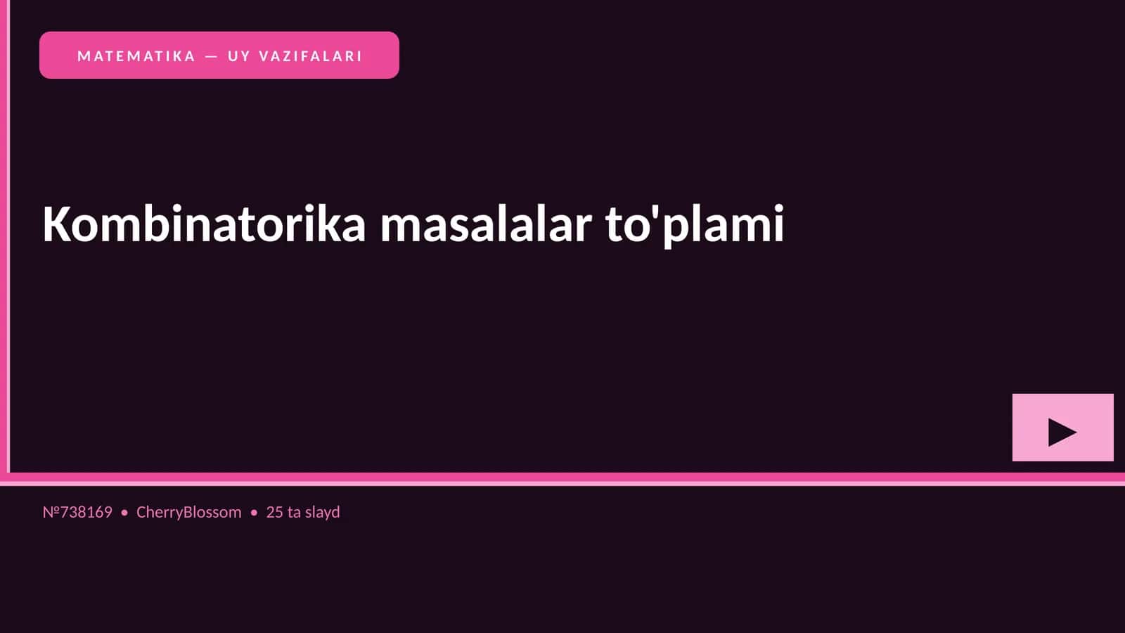 MATEMATIKA — UY VAZIFALARI 1