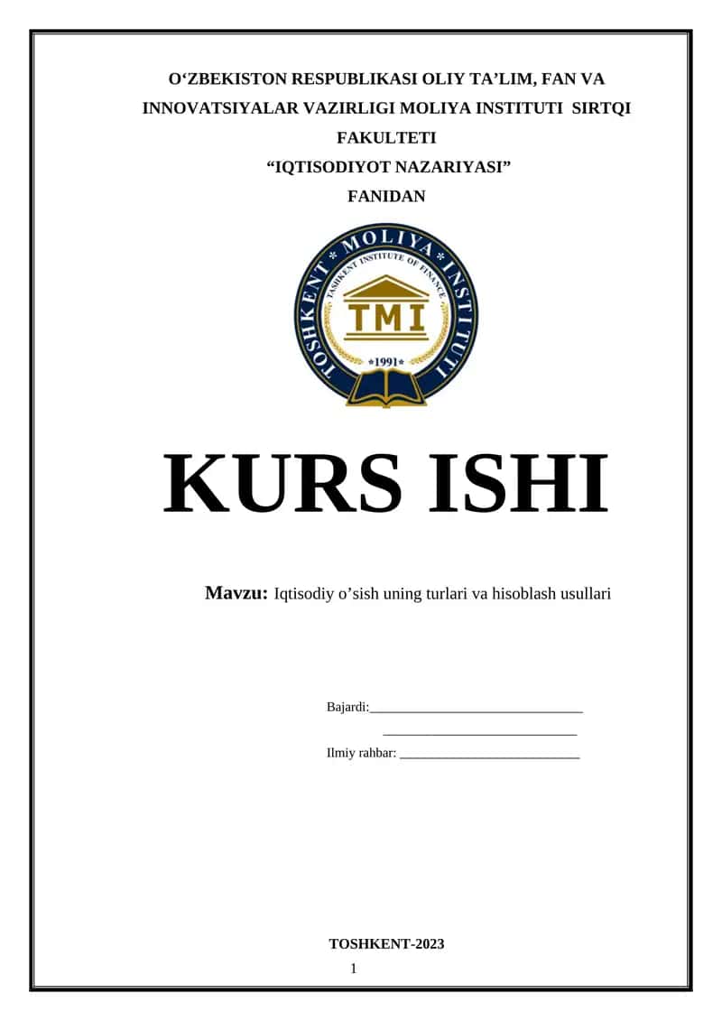 Iqtisodiy o’sish uning turlari va hisoblash usullari 1