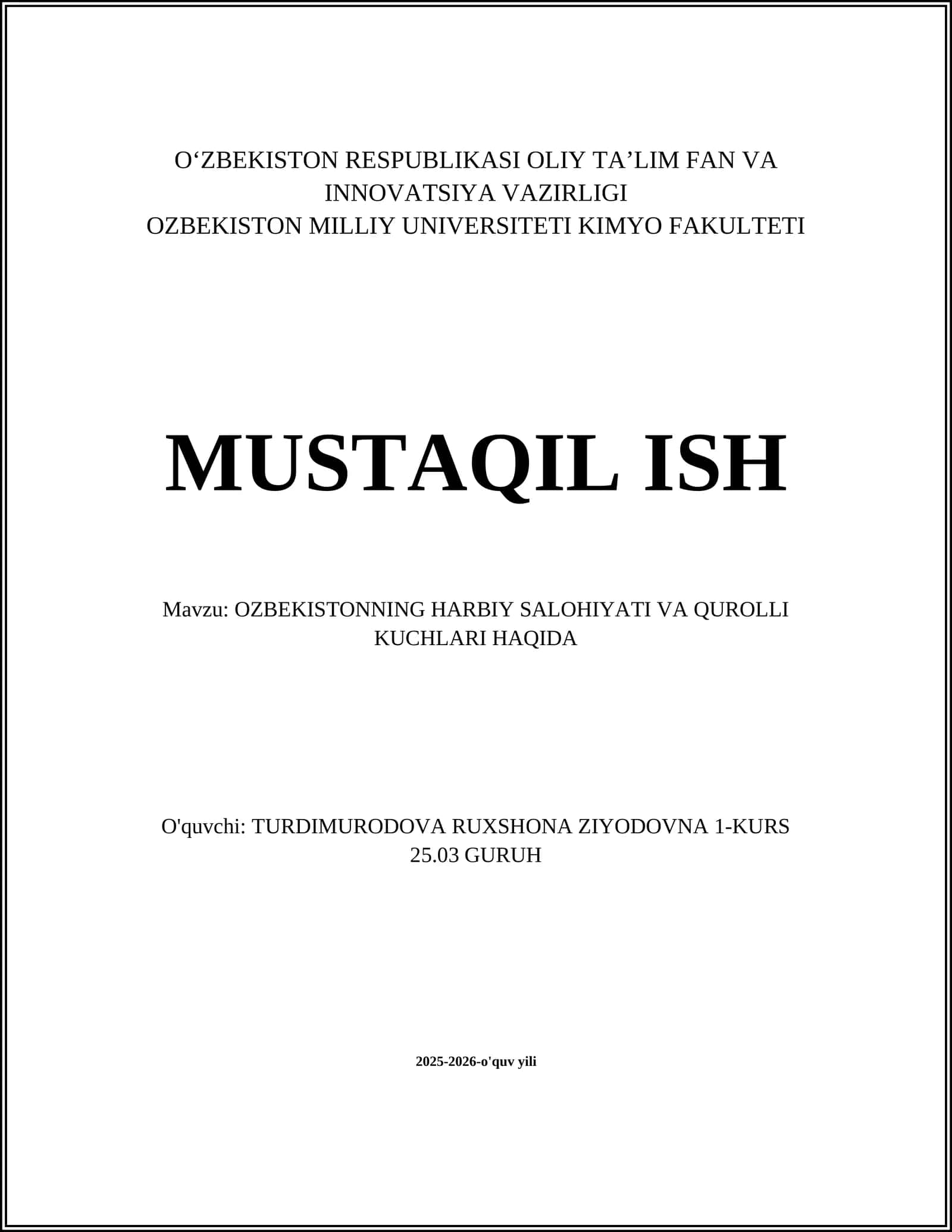 O‘zbekiston Qurolli Kuchlari tarixi va rivojlanishi 1