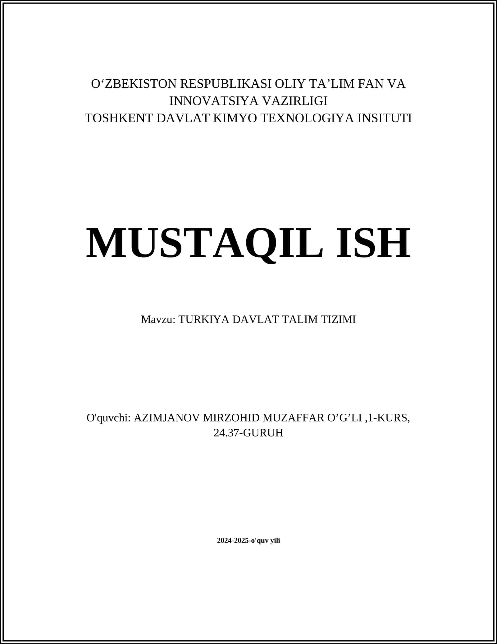 TURKIYA DAVLAT TALIM TIZIMI 1