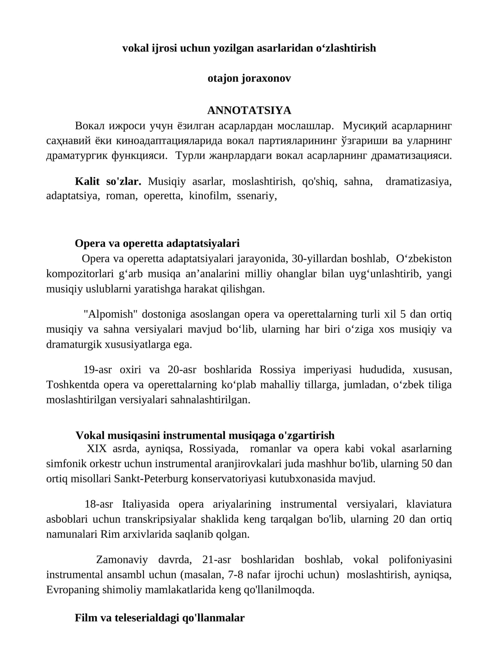 Opera va operetta adaptatsiyalari 1