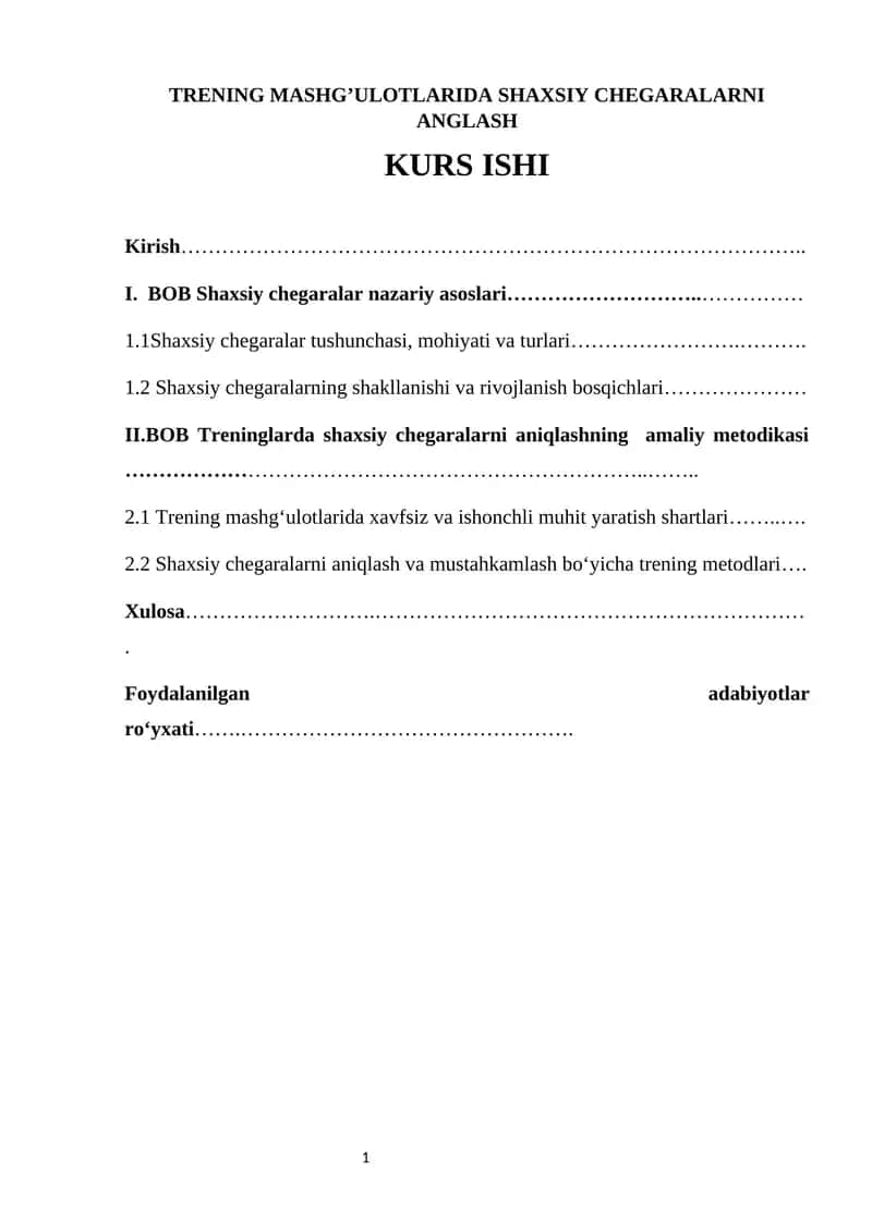TRENING MASHG’ULOTLARIDA SHAXSIY CHEGARALARNI ANGLASH 1