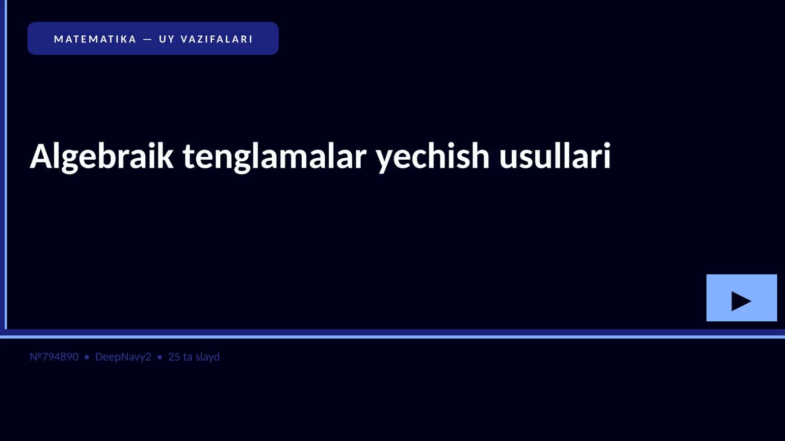 Algebraik tenglamalar yechish usullari 1