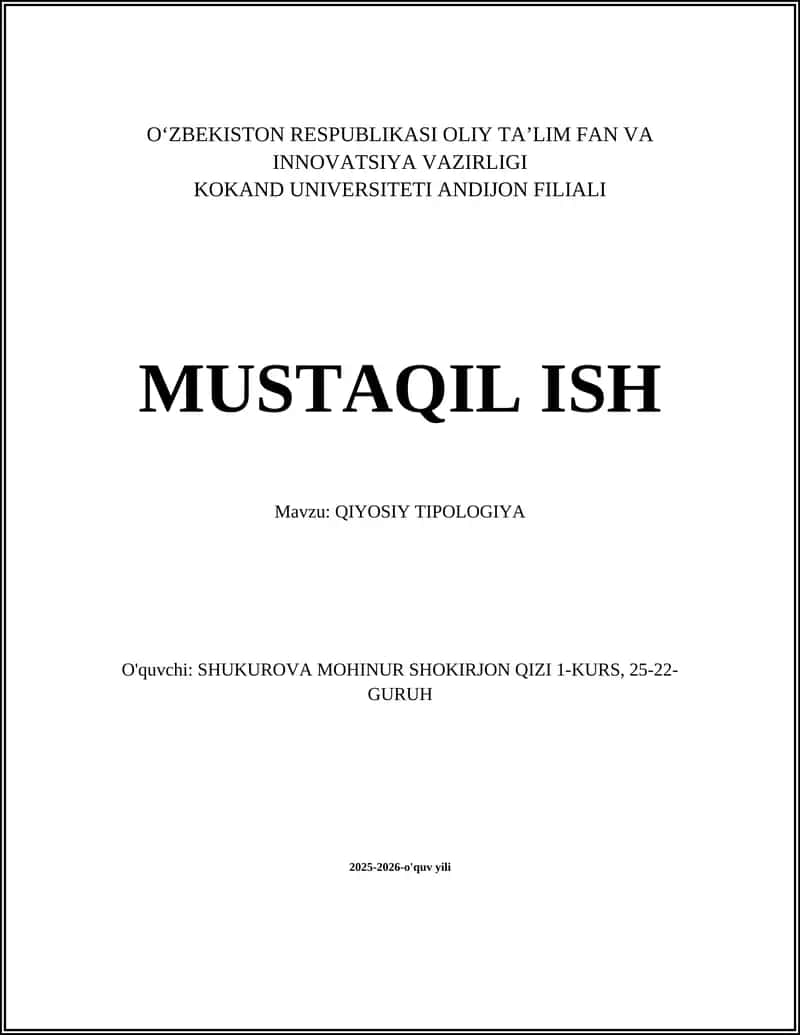 QIYOSIY TIPOLOGIYA 1
