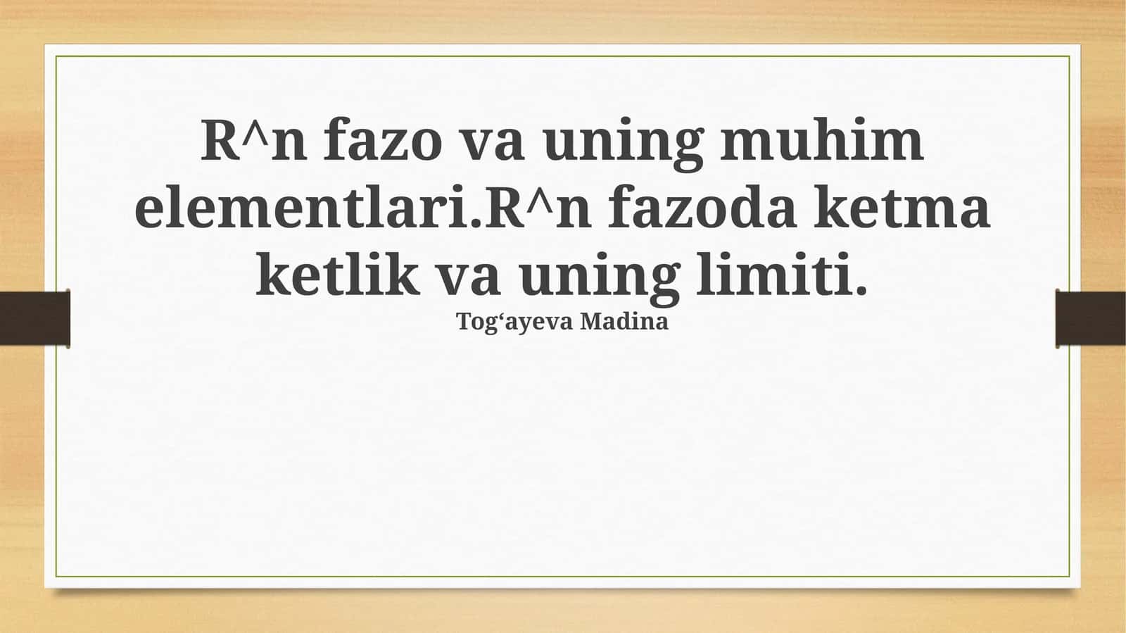 RN fazosi va uning muhim elementlari 1