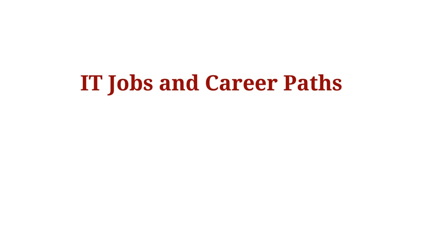 IT Jobs and Career Paths 1