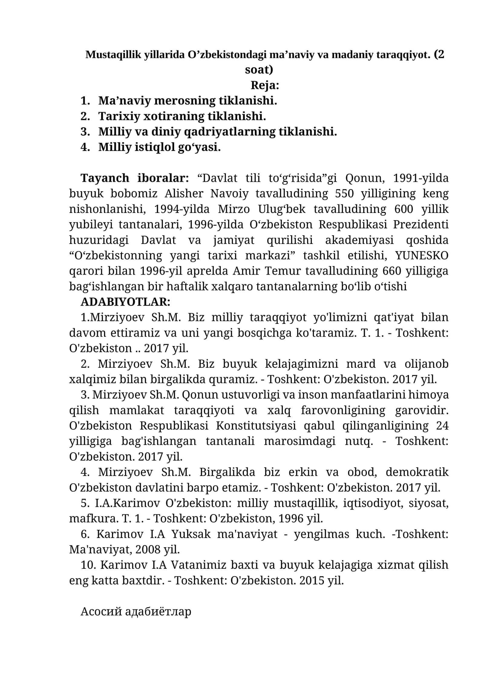 O'zbekistondagi ma'naviy va madaniy taraqqiyot 1