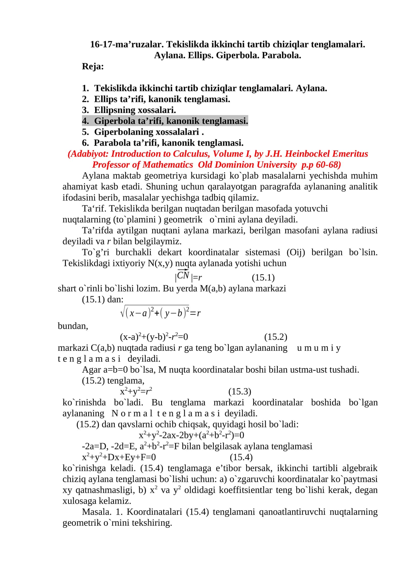 Aylana maktab geometriya kursi 1