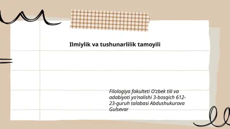 Ilmiylik va tushunarlilik tamoyili 1