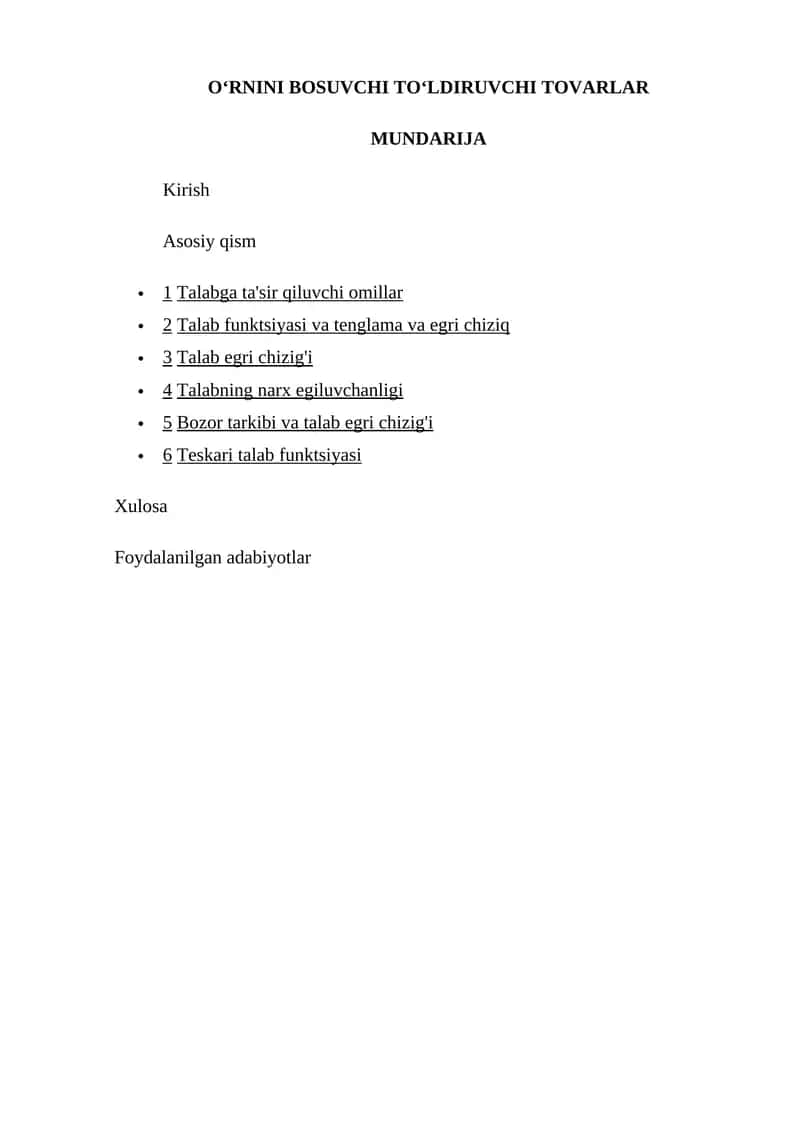 Talabning narx egiluvchanligi 1