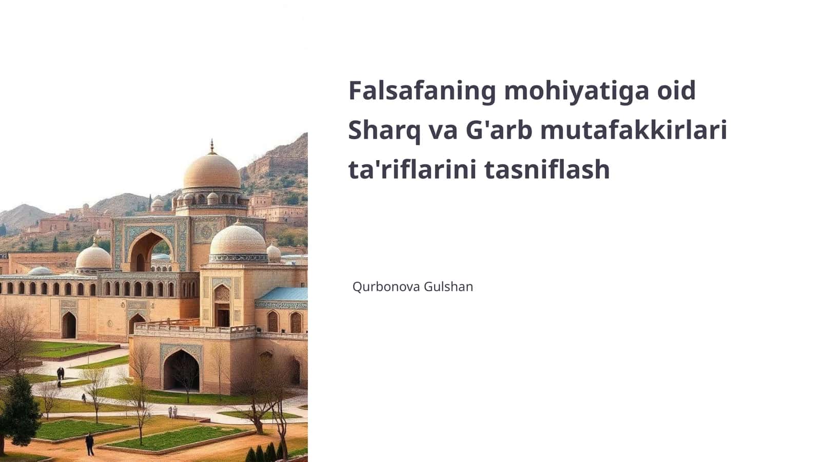 Sharq va G'arb falsafasi 1
