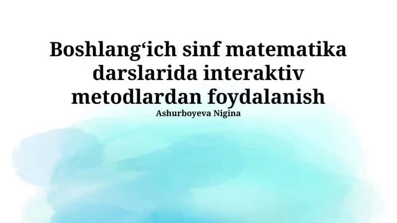 Interaktiv Matematika Darslarini Rejalashtirish va O'tkazish 1