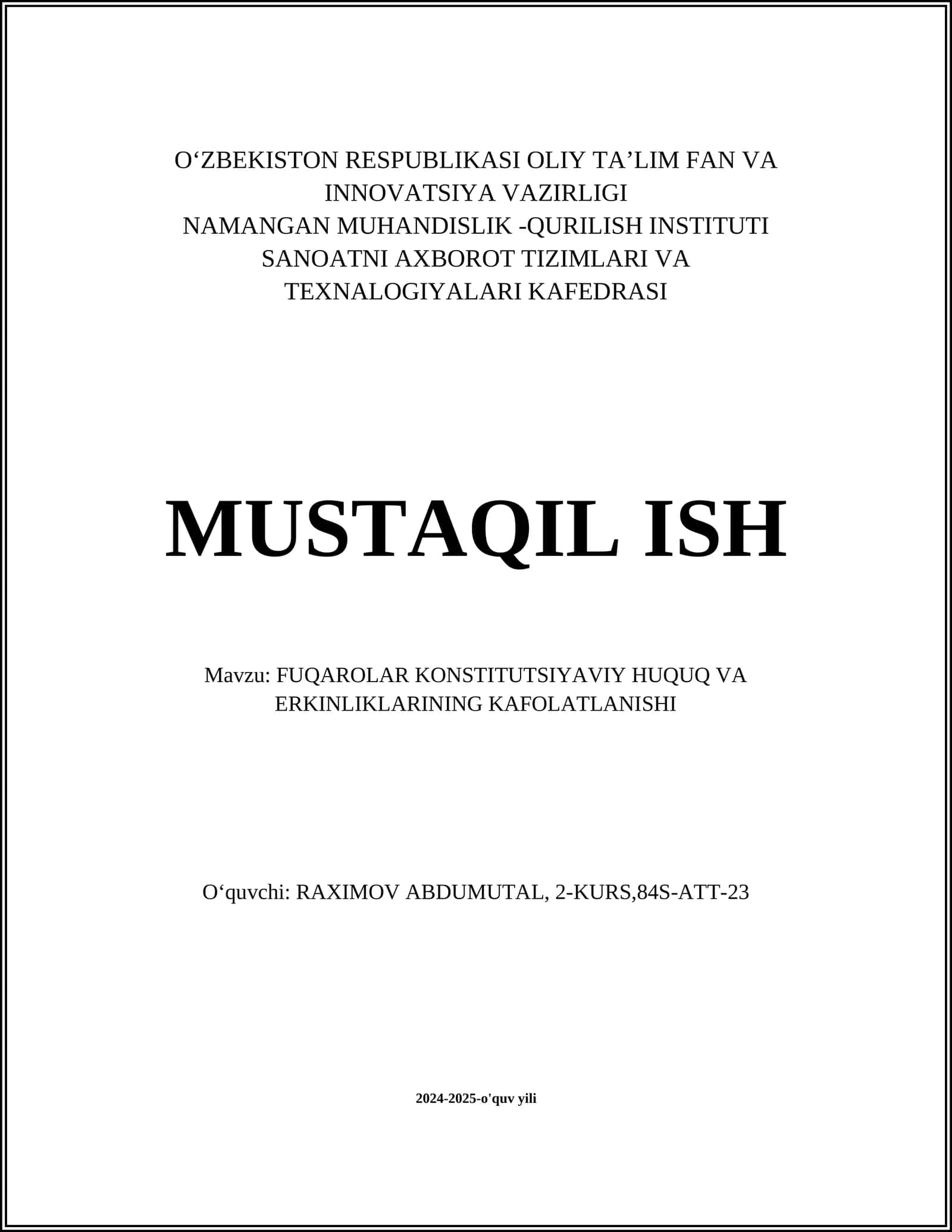 FUQAROLAR KONSTITUTSIYAVIY HUQUQ VA ERKINLIKLARINING KAFOLATLANISHI 1