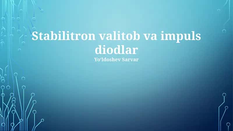 Stabilitron valitob va impuls diodlar 1