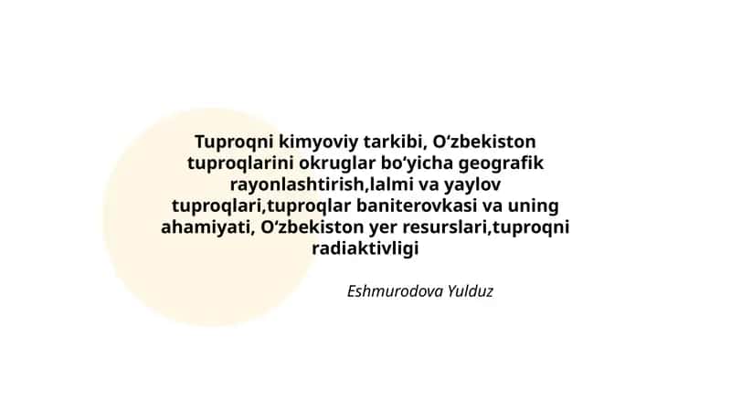Tuproq xaqida malumotlar 1