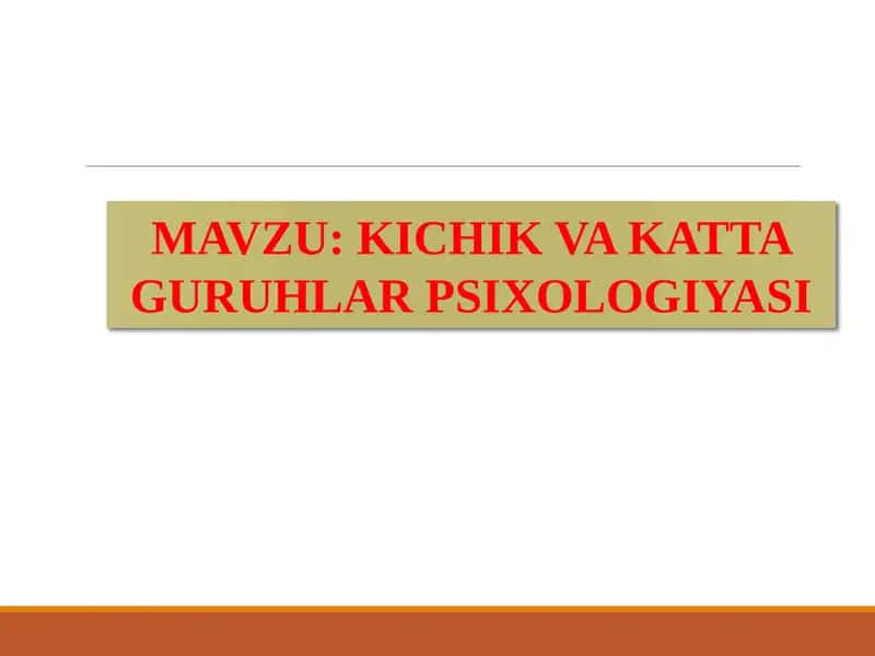 KICHIK VA KATTA GURUHLAR PSIXOLOGIYASI 1