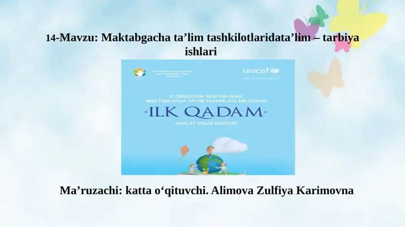 Maktabgacha ta’lim tashkilotlaridata’lim – tarbiya ishlari 1
