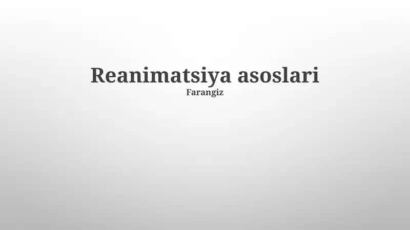 Reanimatsiya asoslari 1