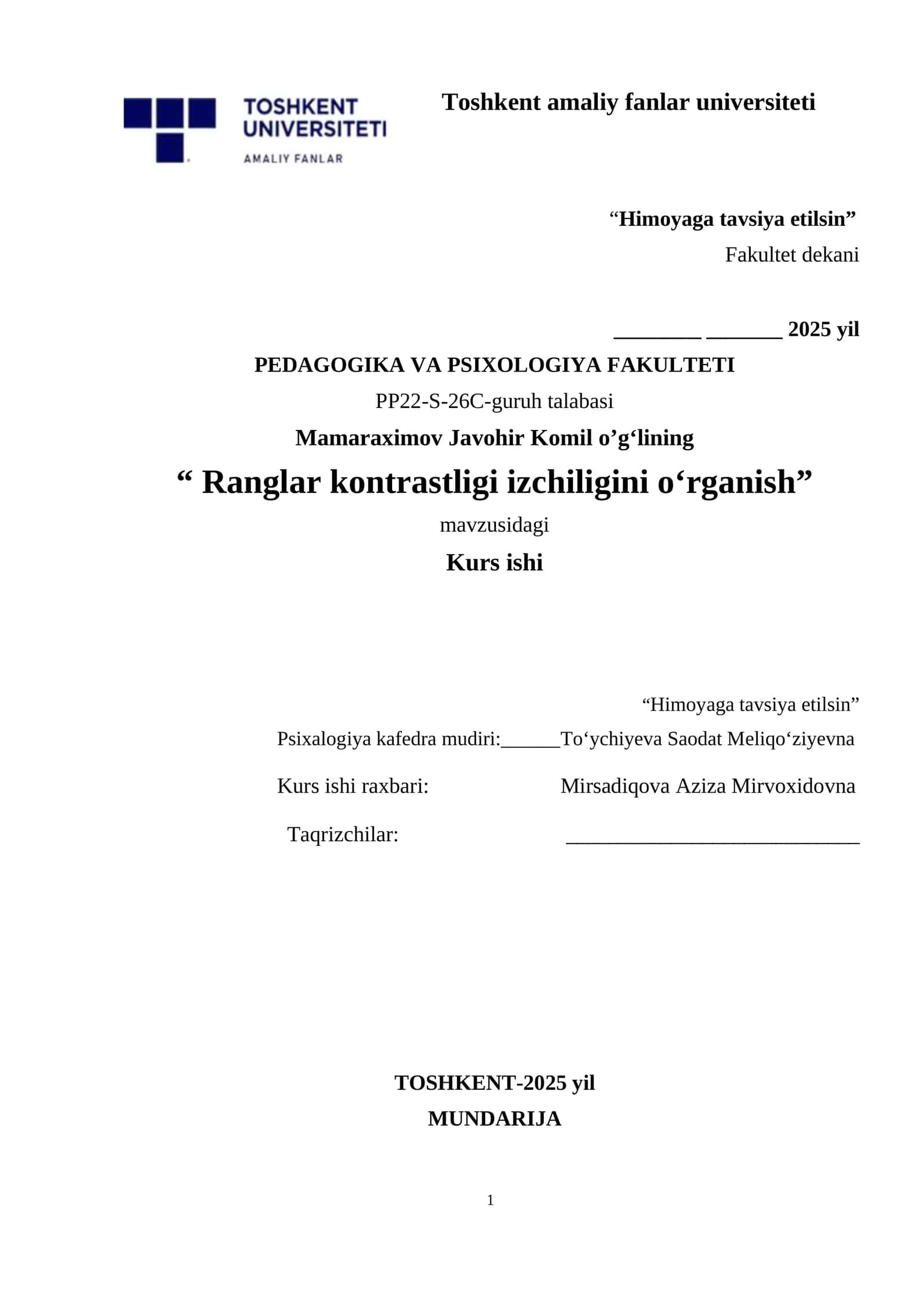 Ranglar kontrastligi izchiligini o‘rganish 1