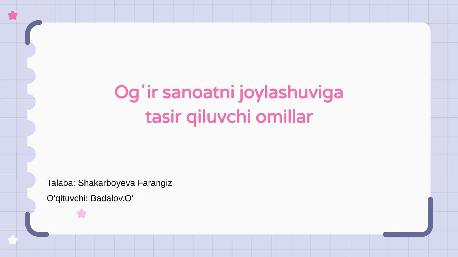 Ogʻir sanoatni joylashuviga tasir qiluvchi omillar 1