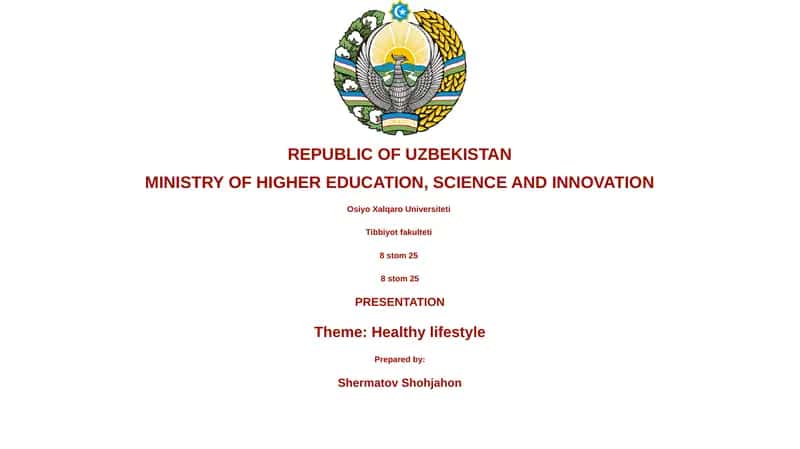 Presentation on Healthy Lifestyle 1