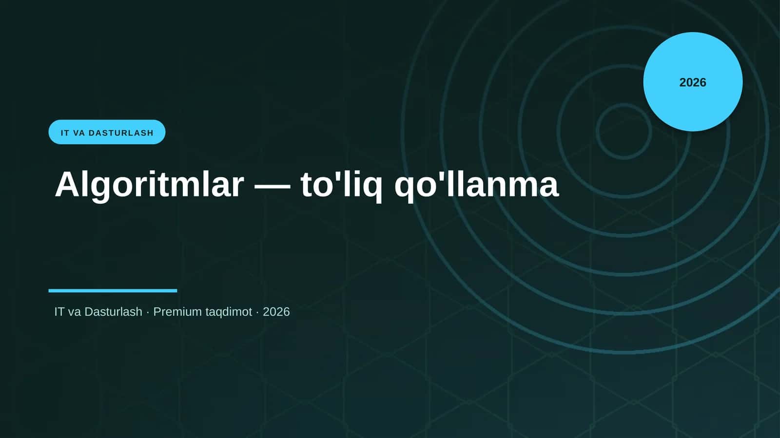 Algoritmlar — to'liq qo'llanma 1