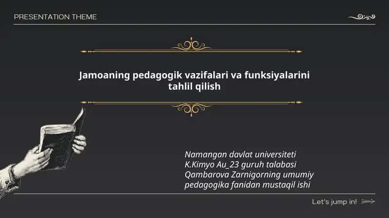 Pedagogik vazifalar va funksiyalar tahlili 1