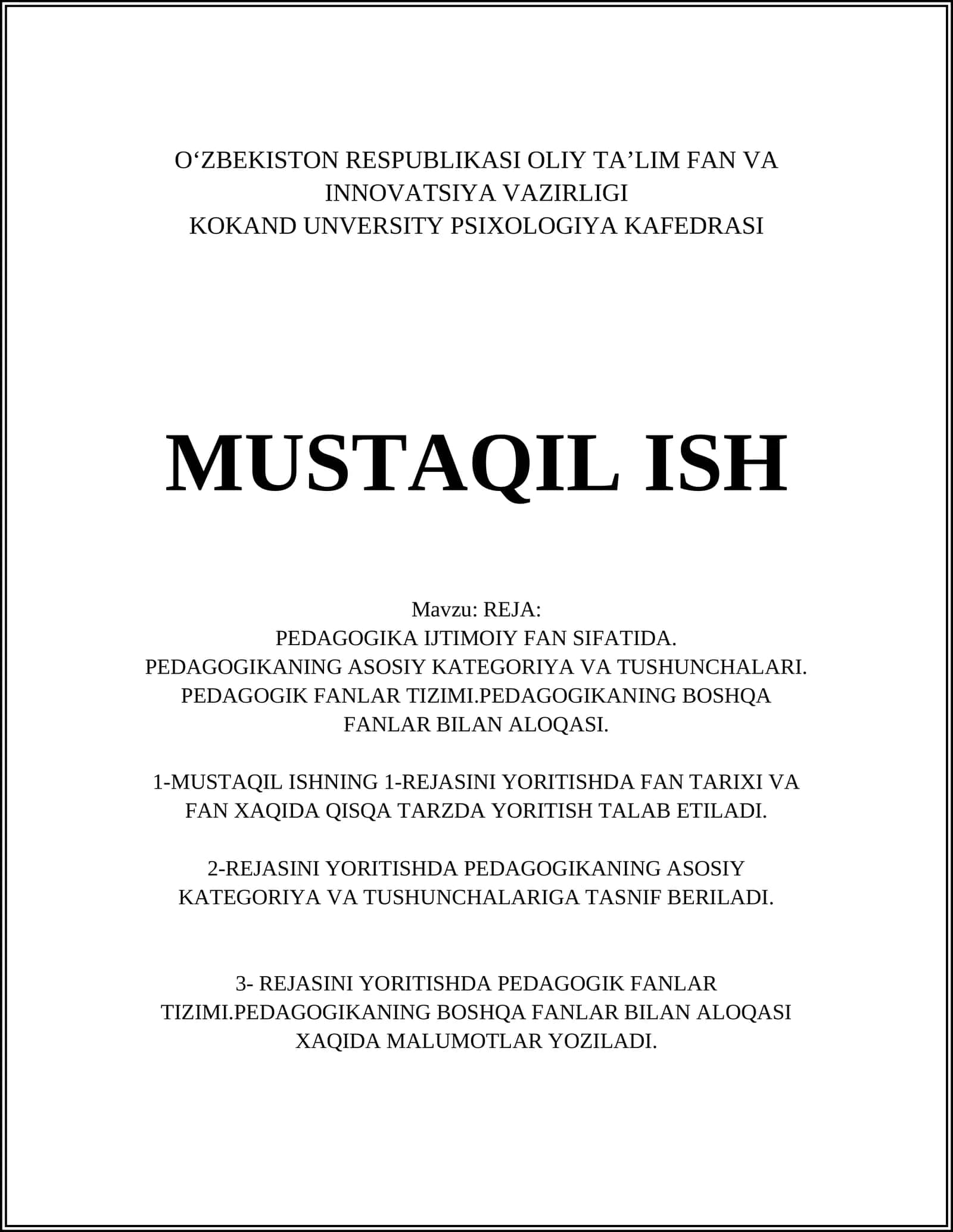 Pedagogika fanining tarixi 1