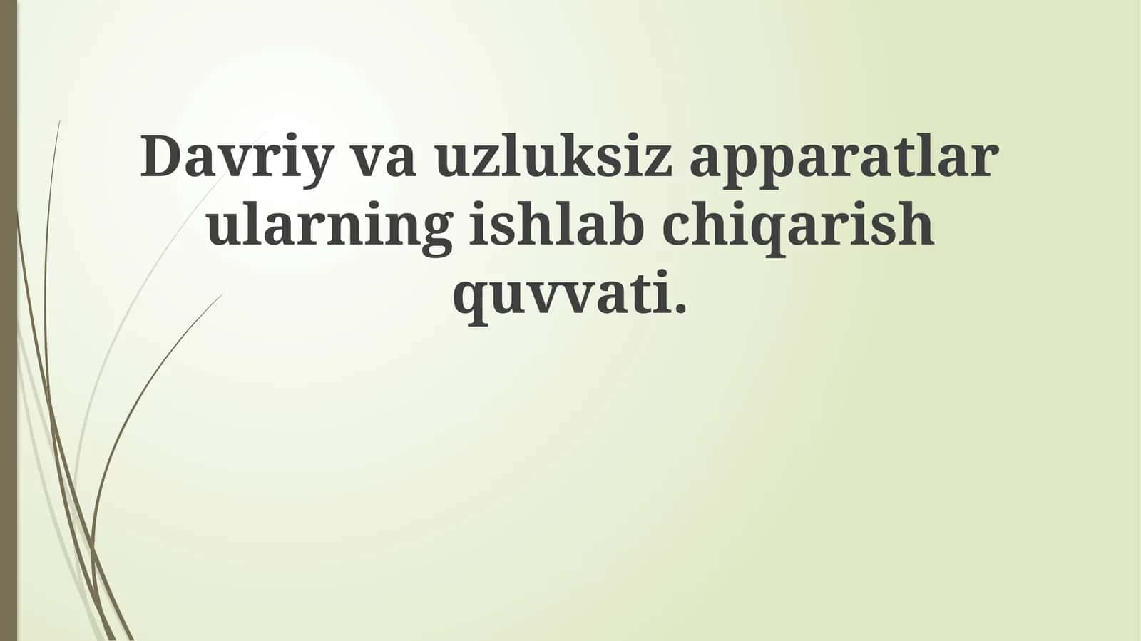 Davriy va Uzluksiz Mashinalar 1