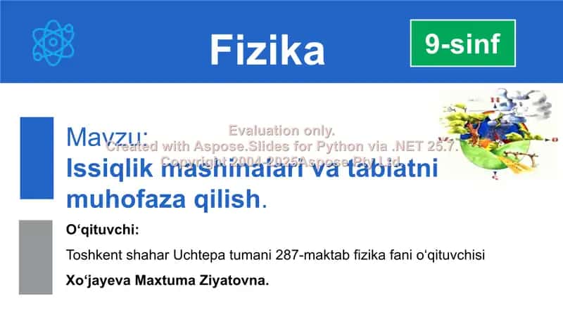 Issiqlik mashinalari va tabiatni muhofaza qilish 1